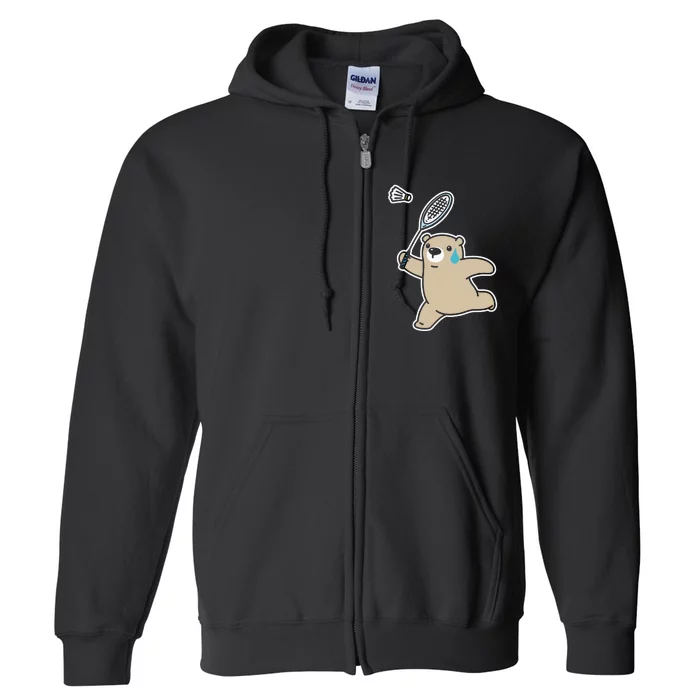 Sweet Bear Playing Badminton Badminton Player Badminton Full Zip Hoodie