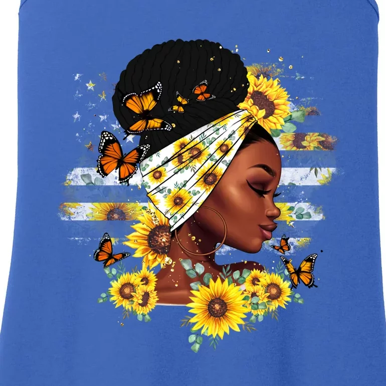 Sunflower Black Queen Black History Month Juneteenth Gift Ladies Essential Tank