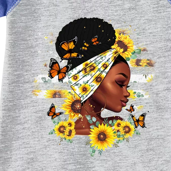 Sunflower Black Queen Black History Month Juneteenth Gift Infant Baby Jersey Bodysuit