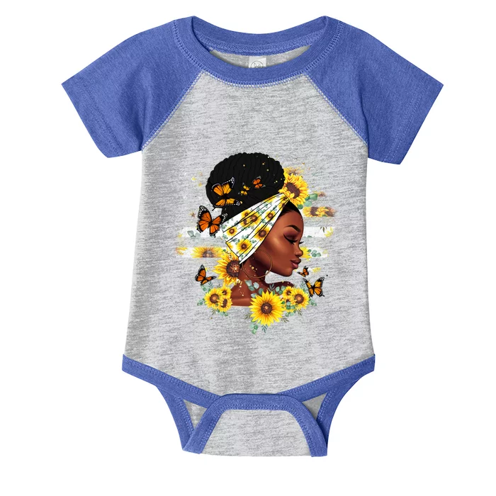 Sunflower Black Queen Black History Month Juneteenth Gift Infant Baby Jersey Bodysuit