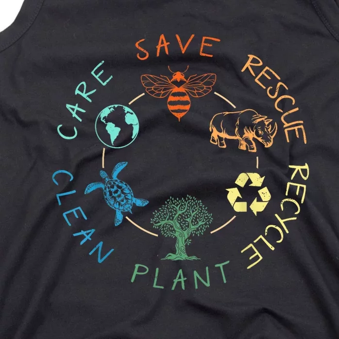 Save Bees Rescue Animals Recycle Plastic Earth Day 2024 Tank Top