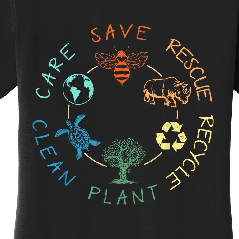 Save Bees Rescue Animals Recycle Plastic Earth Day 2024 Women's T-Shirt