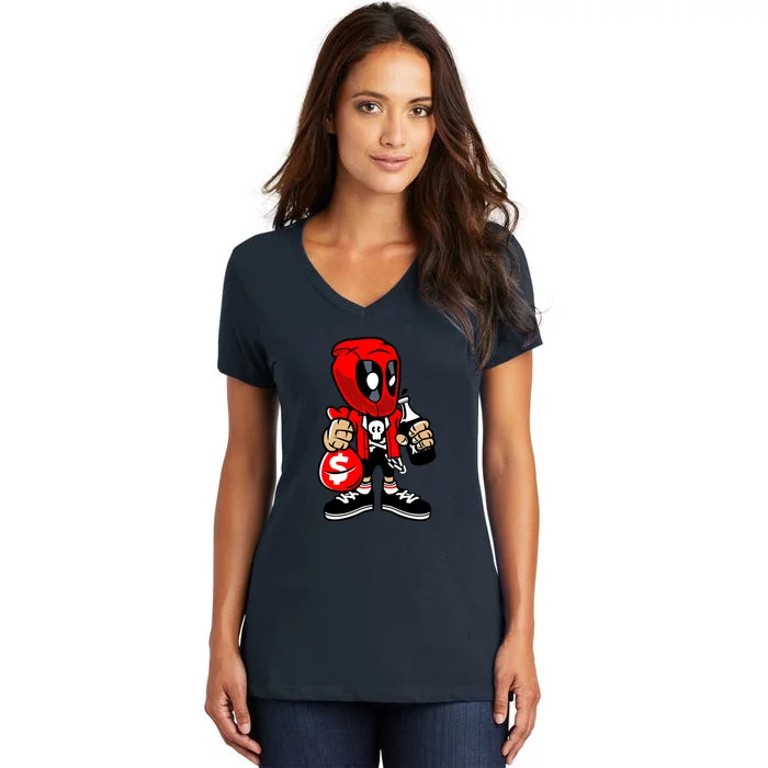 Street Bastard Rob The Bank Women's V-Neck T-Shirt