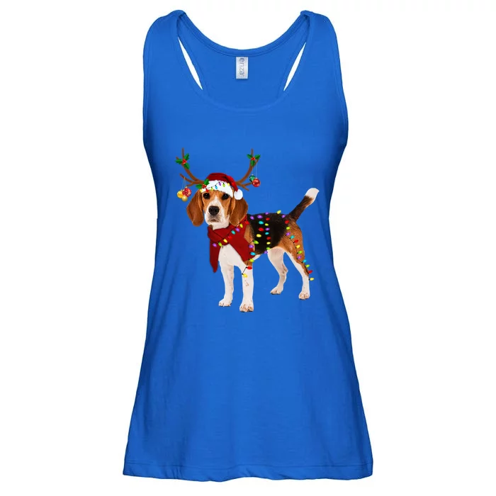 Santa Beagle Reindeer Light Christmas Funny Gift Ladies Essential Flowy Tank