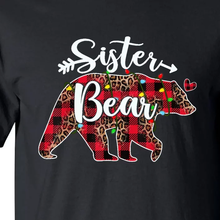 Sister Bear Red Buffalo Plaid Christmas Pajama Xmas Family Tall T-Shirt