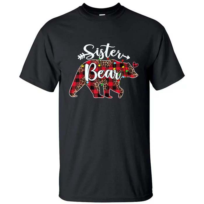 Sister Bear Red Buffalo Plaid Christmas Pajama Xmas Family Tall T-Shirt