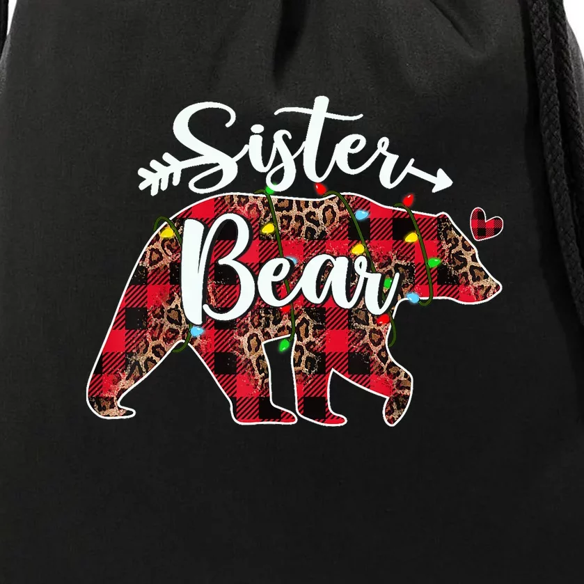 Sister Bear Red Buffalo Plaid Christmas Pajama Xmas Family Drawstring Bag