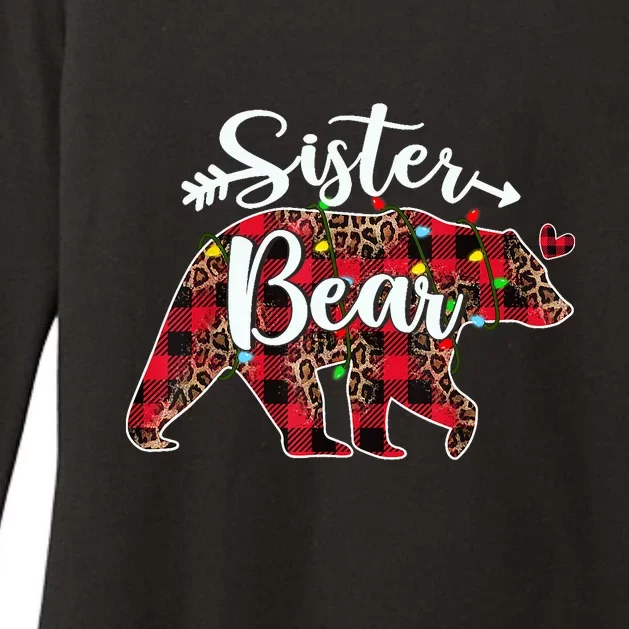 Sister Bear Red Buffalo Plaid Christmas Pajama Xmas Family Womens CVC Long Sleeve Shirt