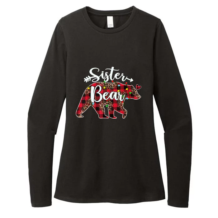 Sister Bear Red Buffalo Plaid Christmas Pajama Xmas Family Womens CVC Long Sleeve Shirt