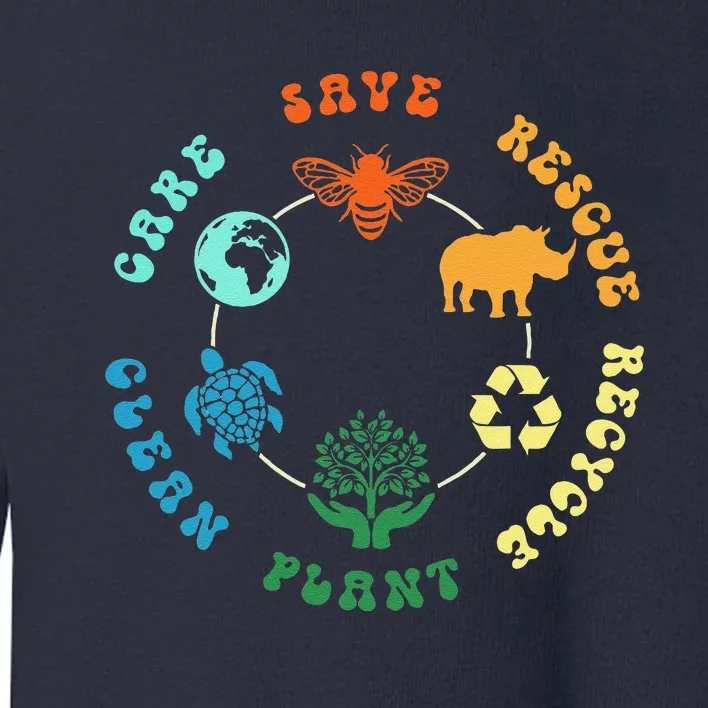 Save Bees Rescue Animals Recycle Plastic Earth Day 2024 Toddler Sweatshirt