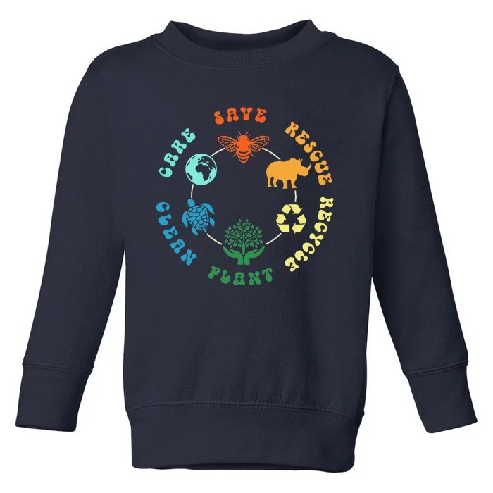 Save Bees Rescue Animals Recycle Plastic Earth Day 2024 Toddler Sweatshirt