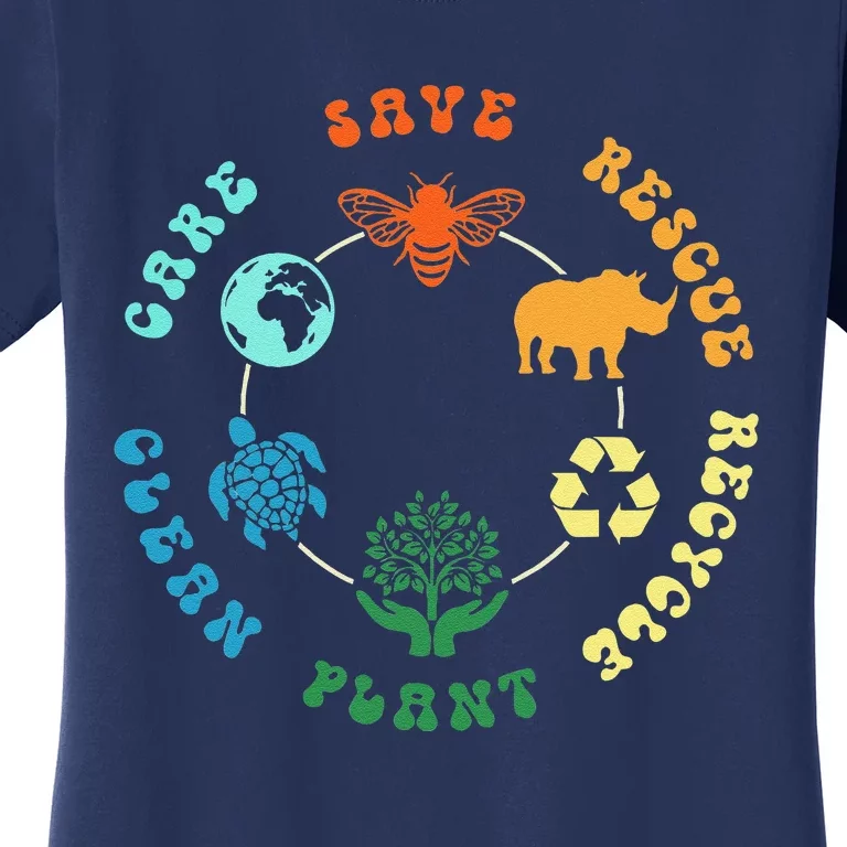 Save Bees Rescue Animals Recycle Plastic Earth Day 2024 Women's T-Shirt