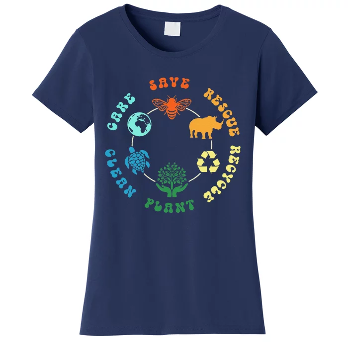 Save Bees Rescue Animals Recycle Plastic Earth Day 2024 Women's T-Shirt