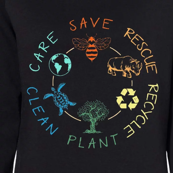 Save Bees Rescue Animals Recycle Plastic Earth Day 2024 Womens California Wash Sweatshirt