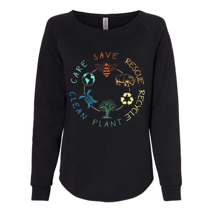 Save Bees Rescue Animals Recycle Plastic Earth Day 2024 Womens California Wash Sweatshirt