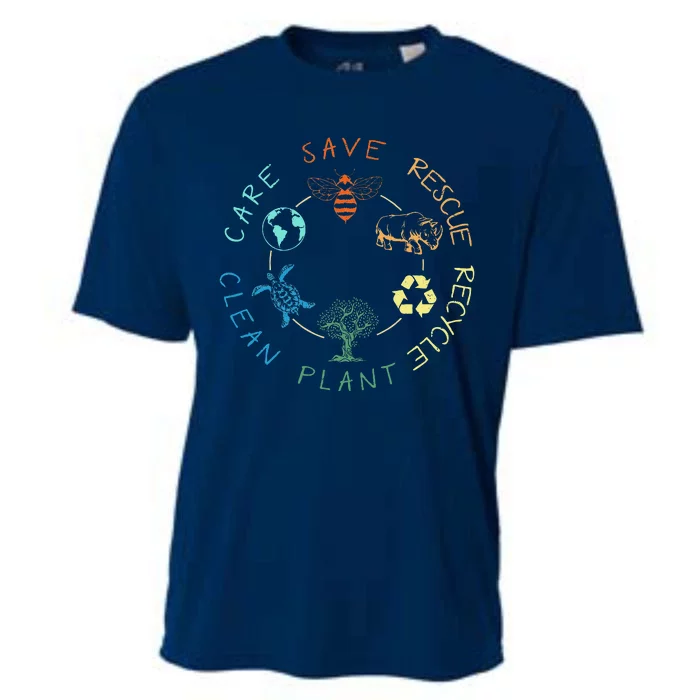 Save Bees Rescue Animals Recycle Plastic Earth Day 2024 Cooling Performance Crew T-Shirt