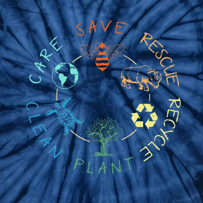 Save Bees Rescue Animals Recycle Plastic Earth Day 2024 Tie-Dye T-Shirt