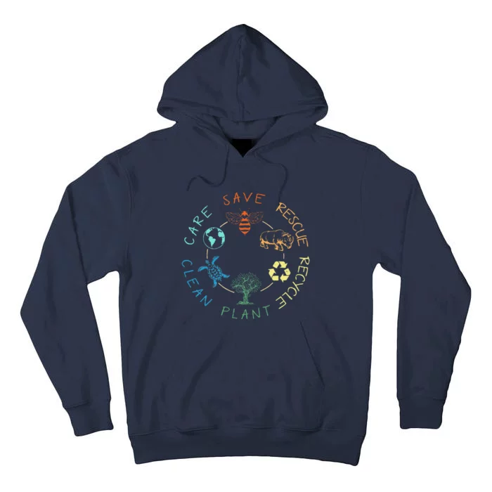 Save Bees Rescue Animals Recycle Plastic Earth Day 2024 Tall Hoodie