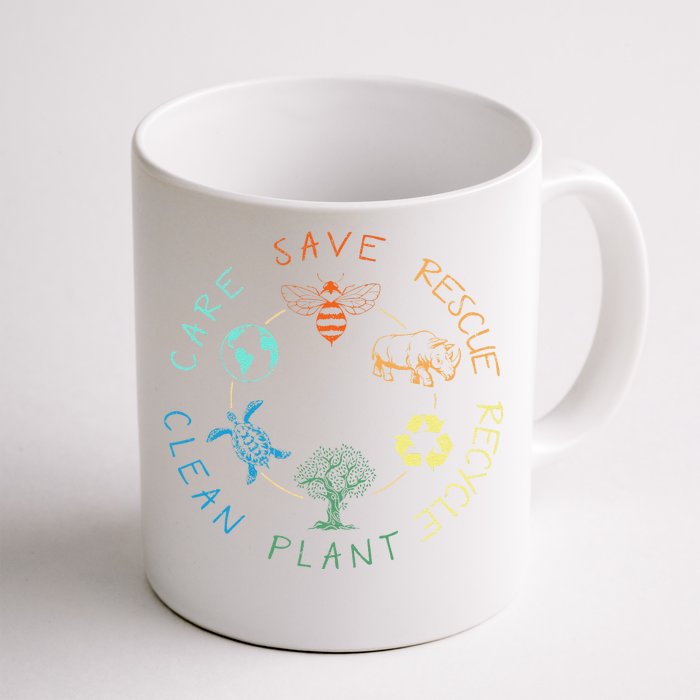 Save Bees Rescue Animals Recycle Plastic Earth Day 2024 Front & Back Coffee Mug