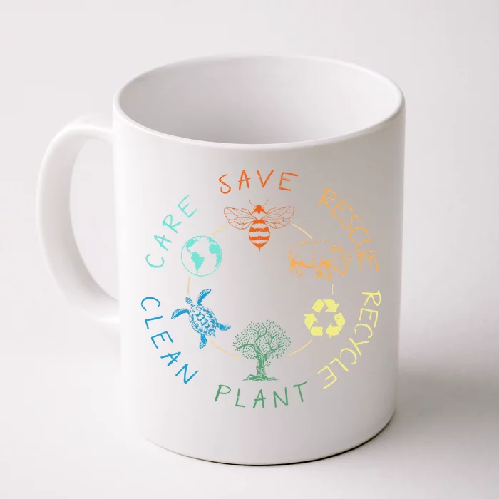 Save Bees Rescue Animals Recycle Plastic Earth Day 2024 Front & Back Coffee Mug