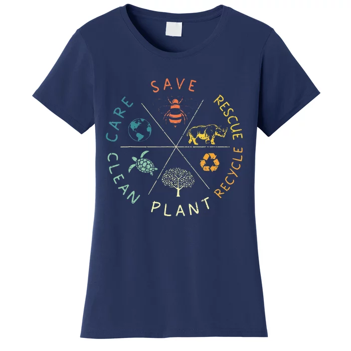 Save Bees Rescue Animals Recycle Plastic Earth Day Vintage Women's T-Shirt