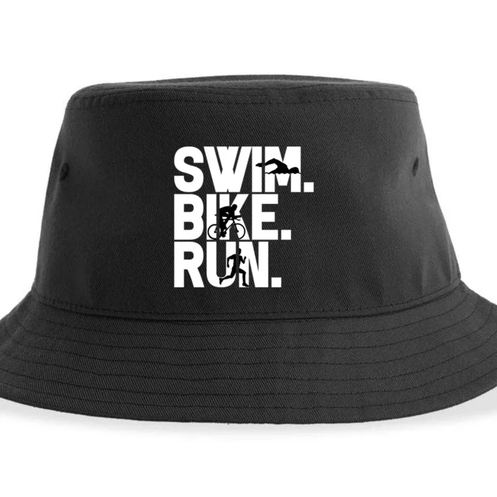 Swim Bike Run Triathlon Triathlete Athletics Gift Sustainable Bucket Hat