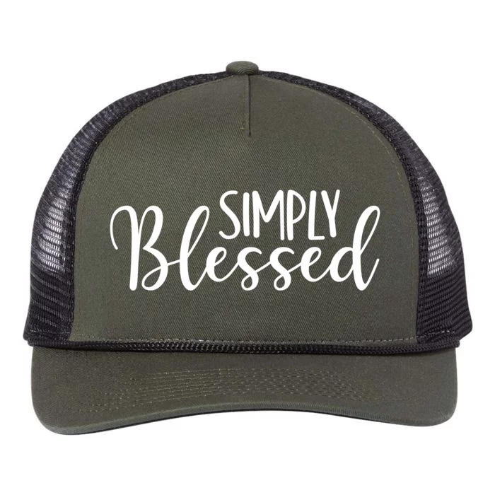 Simply Blessed Religious Christian Give Thanks And Positivity Gift Retro Rope Trucker Hat Cap