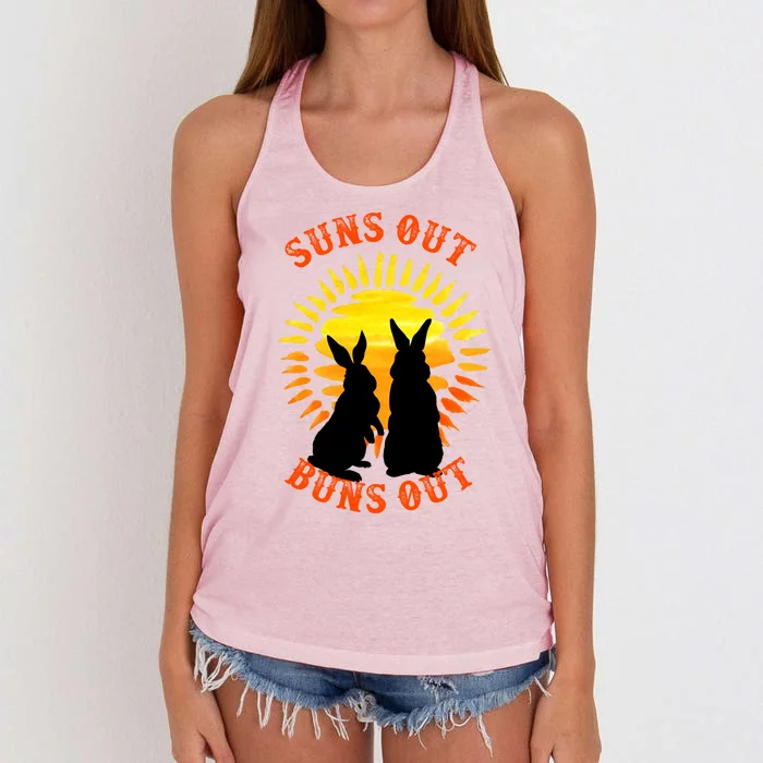 Summer Bunny Rabbits Suns Out Bun Out Great Gift Women's Knotted Racerback Tank