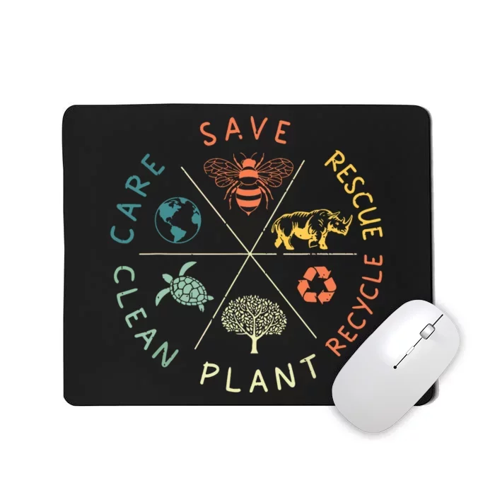 Save Bees Rescue Animals Recycle Plastic Earth Day Vintage Mousepad