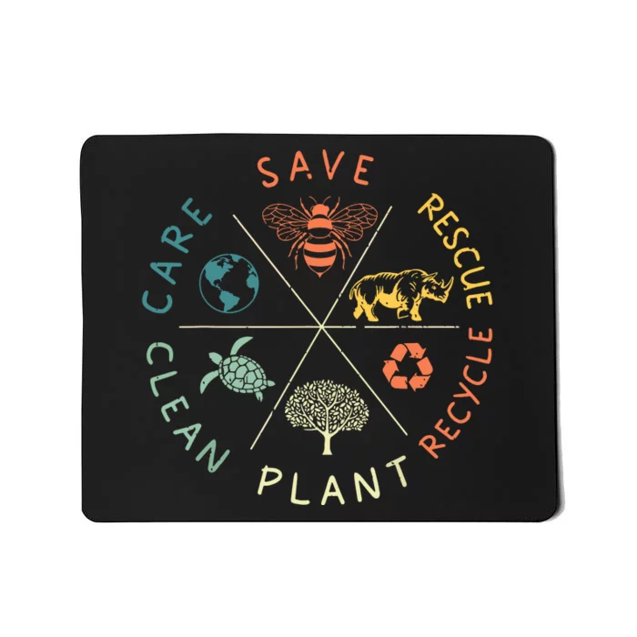 Save Bees Rescue Animals Recycle Plastic Earth Day Vintage Mousepad