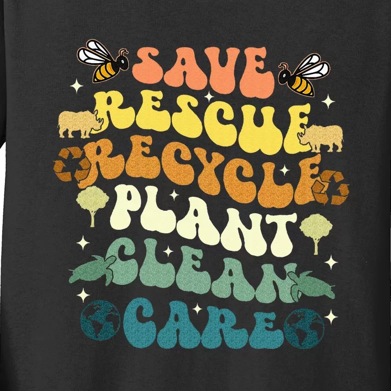 Save Bees Rescue Animals Recycle Kids Long Sleeve Shirt