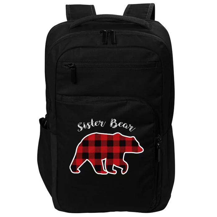 Sister Bear Red Plaid Christmas Pajama Gift Impact Tech Backpack