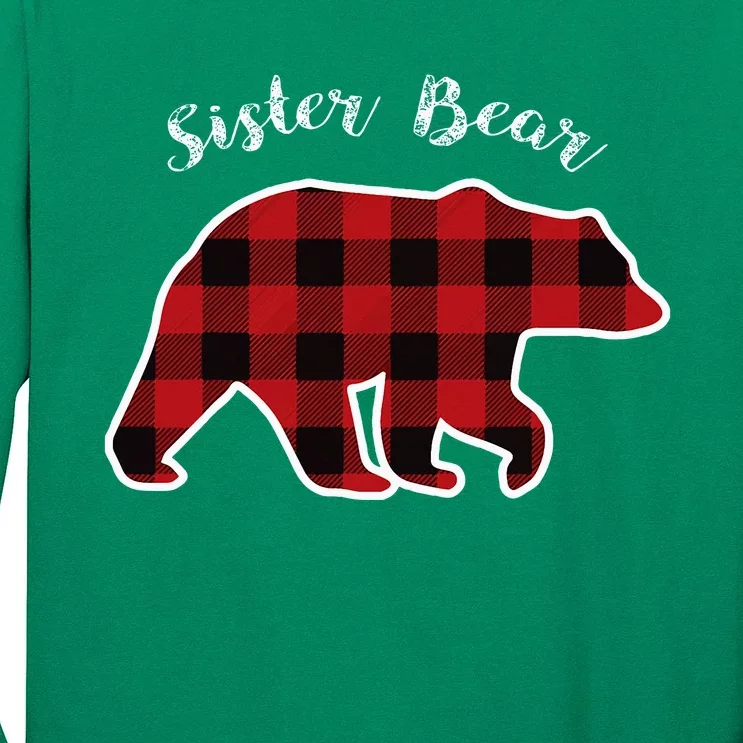 Sister Bear Red Plaid Christmas Pajama Gift Long Sleeve Shirt