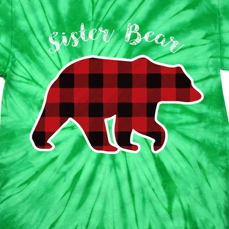 Sister Bear Red Plaid Christmas Pajama Gift Tie-Dye T-Shirt