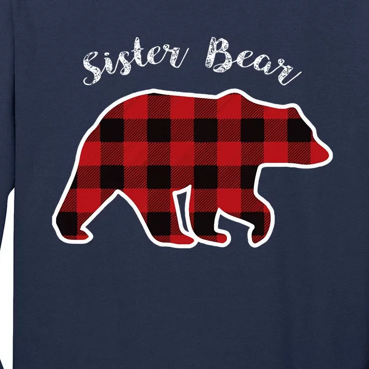 Sister Bear Red Plaid Christmas Pajama Gift Tall Long Sleeve T-Shirt