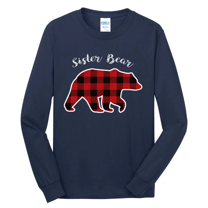 Sister Bear Red Plaid Christmas Pajama Gift Tall Long Sleeve T-Shirt