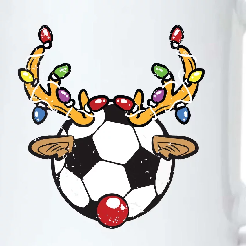 Soccer Ball Reindeer Christmas Pajama Xmas Lights Sport Black Color Changing Mug