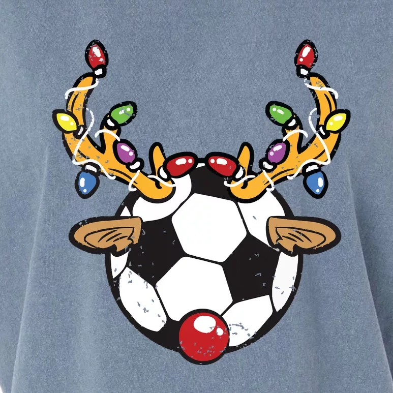 Soccer Ball Reindeer Christmas Pajama Xmas Lights Sport Garment-Dyed Women's Muscle Tee