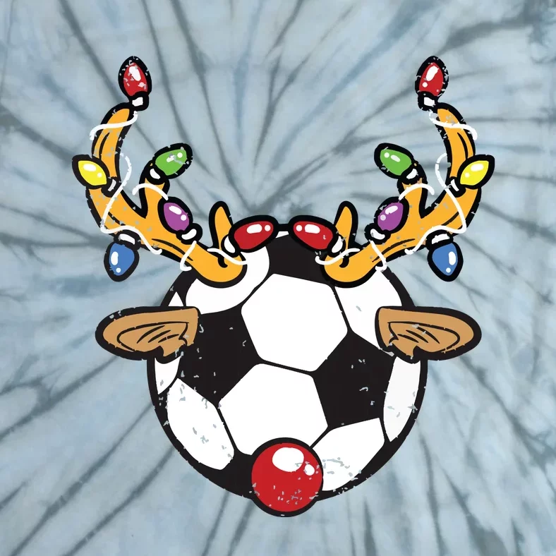 Soccer Ball Reindeer Christmas Pajama Xmas Lights Sport Tie-Dye T-Shirt