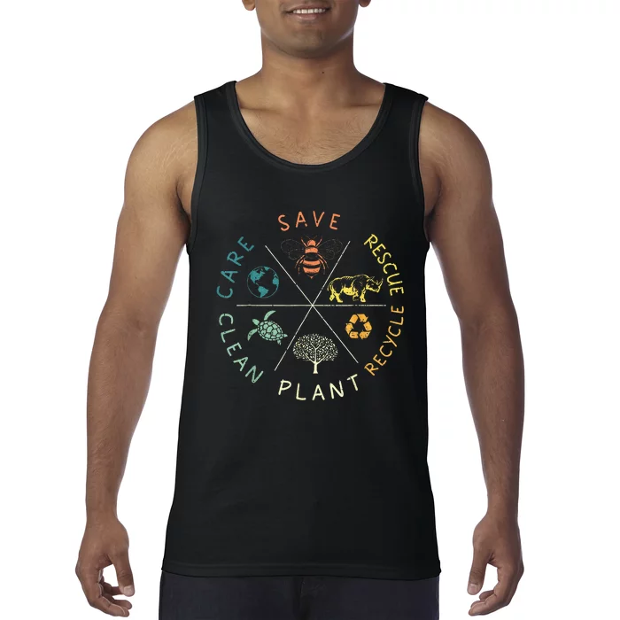 Save Bees Rescue Animals Recycle Plastic Earth Day Tank Top