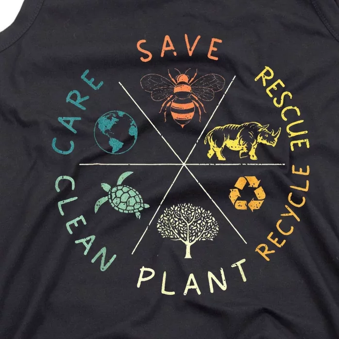 Save Bees Rescue Animals Recycle Plastic Earth Day Tank Top