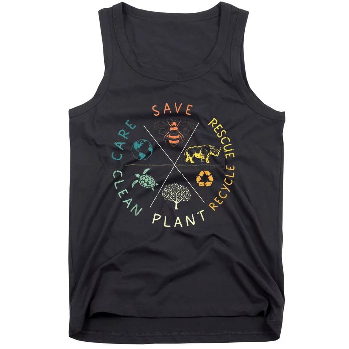 Save Bees Rescue Animals Recycle Plastic Earth Day Tank Top