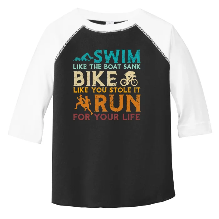 Swim Bike Run Funny Triathlon Toddler Fine Jersey T-Shirt