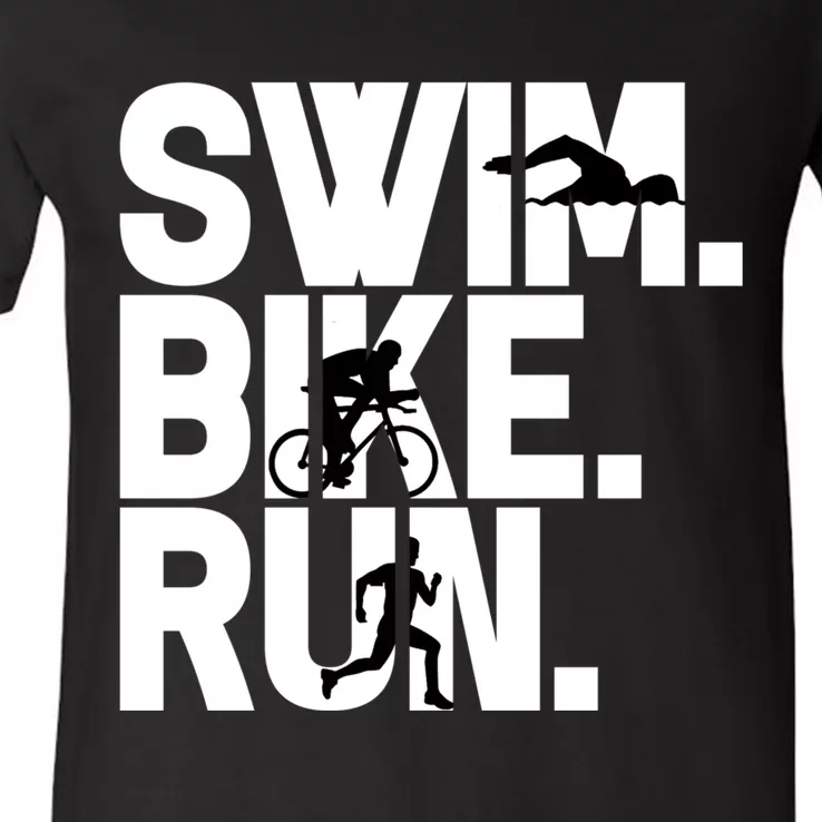 Swim Bike Run Triathlon Triathlete Athletics Gift V-Neck T-Shirt