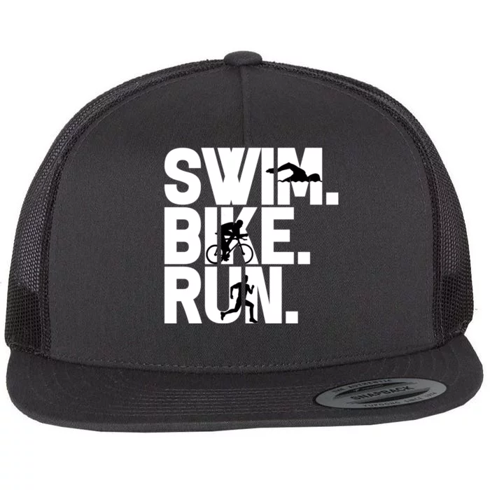 Swim Bike Run Triathlon Triathlete Athletics Gift Flat Bill Trucker Hat