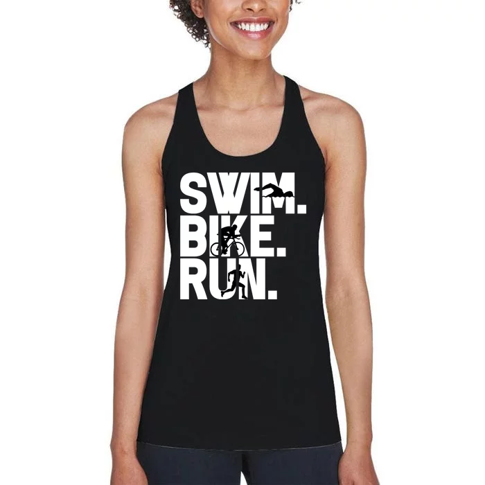 Swim Bike Run Triathlon Triathlete Athletics Gift Women's Racerback Tank