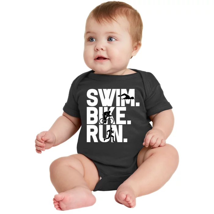 Swim Bike Run Triathlon Triathlete Athletics Gift Baby Bodysuit