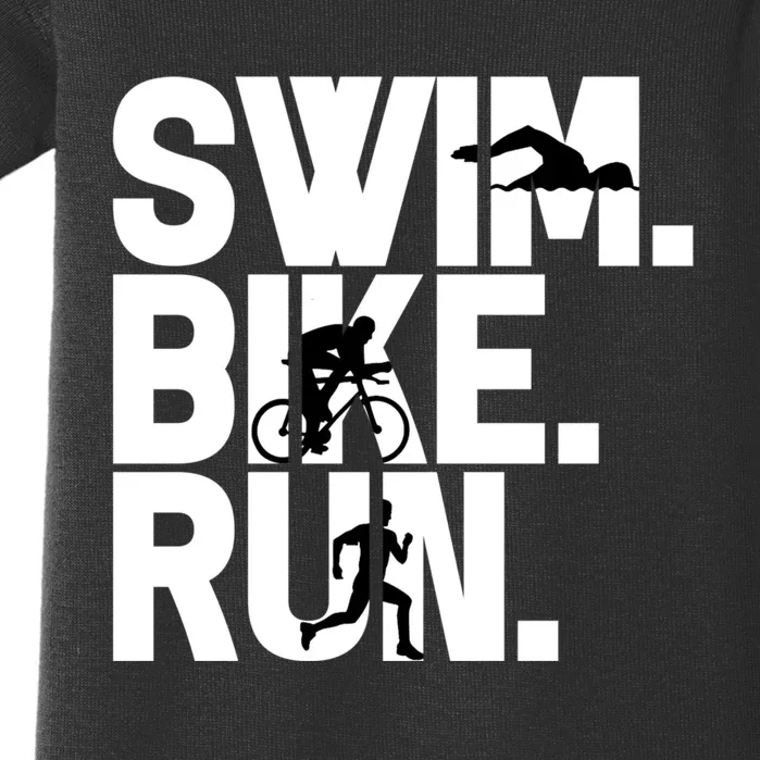 Swim Bike Run Triathlon Triathlete Athletics Gift Baby Bodysuit