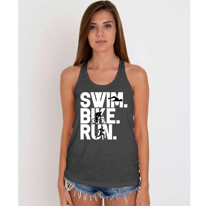 Swim Bike Run Triathlon Triathlete Athletics Gift Women's Knotted Racerback Tank