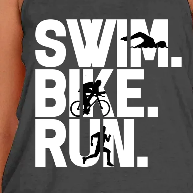 Swim Bike Run Triathlon Triathlete Athletics Gift Women's Knotted Racerback Tank